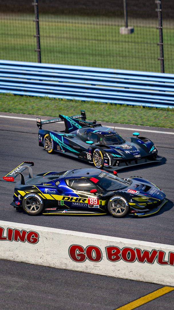 Custom Doug Henson Racing livery design for 6 Hours of the Glen - Cadillac V-Series.R (2025). Alex and I ran the Cadillac GTP to a P3 podium finish, while Nate, Hodge, and Phil campaigned our matching team Ferrari in the 6 Hours of the Glen.