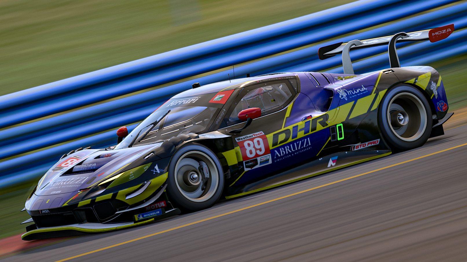 Custom Doug Henson Racing livery design for Ferrari 296 GT3 (2025). The first of our team liveries incorporating Bailey's new GT design concept, styled here on the Ferrari 296 GT3.