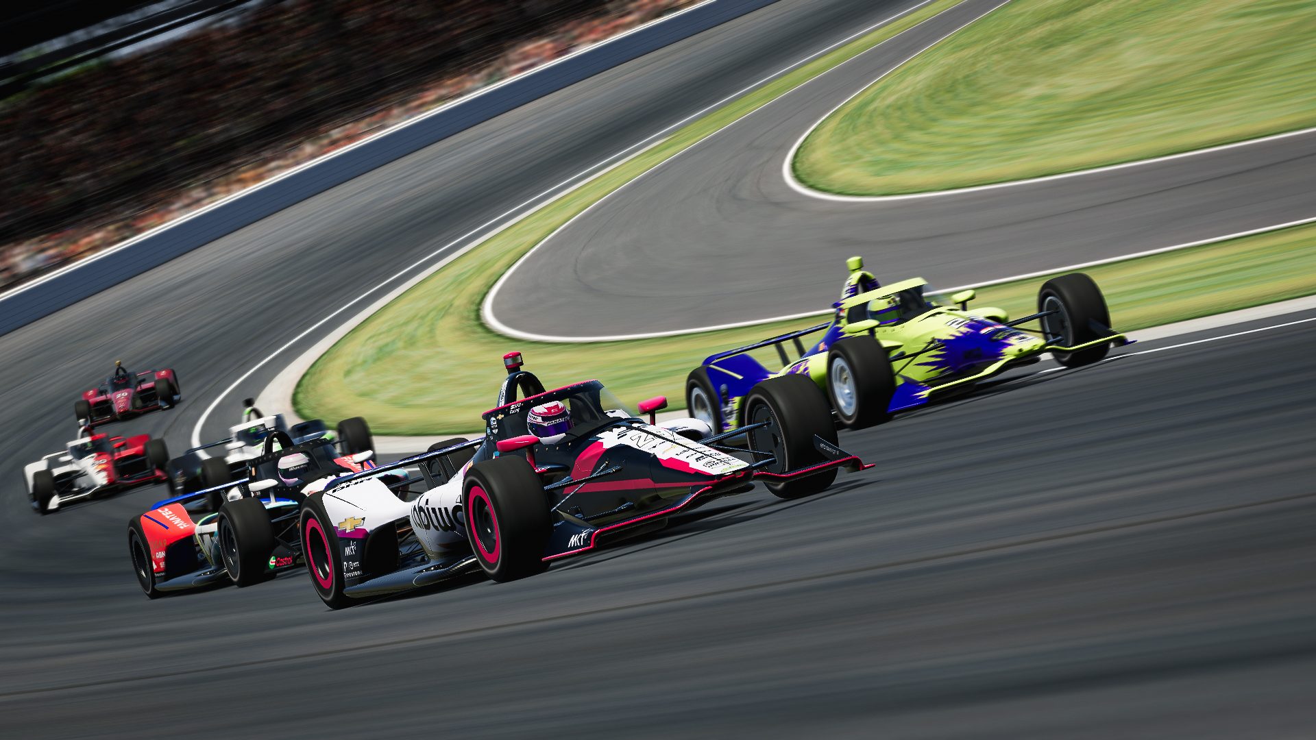 Custom SFD Design livery design for SFD Racing - Indianapolis 500 - Dallara IR-18 (2024). I piloted this Dallara IR-18 in the top split of the open setup Indianapolis 500 in 2024... much to my surprise!