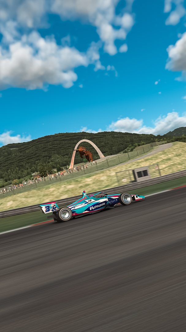 Custom SFD Design livery design for FriskyFrankie Commission - Indy NXT (2026). I designed this bespoke Indy NXT livery for my Mirai United VRT teammate on commission, featuring his partner Playasia prominently on the side pods.