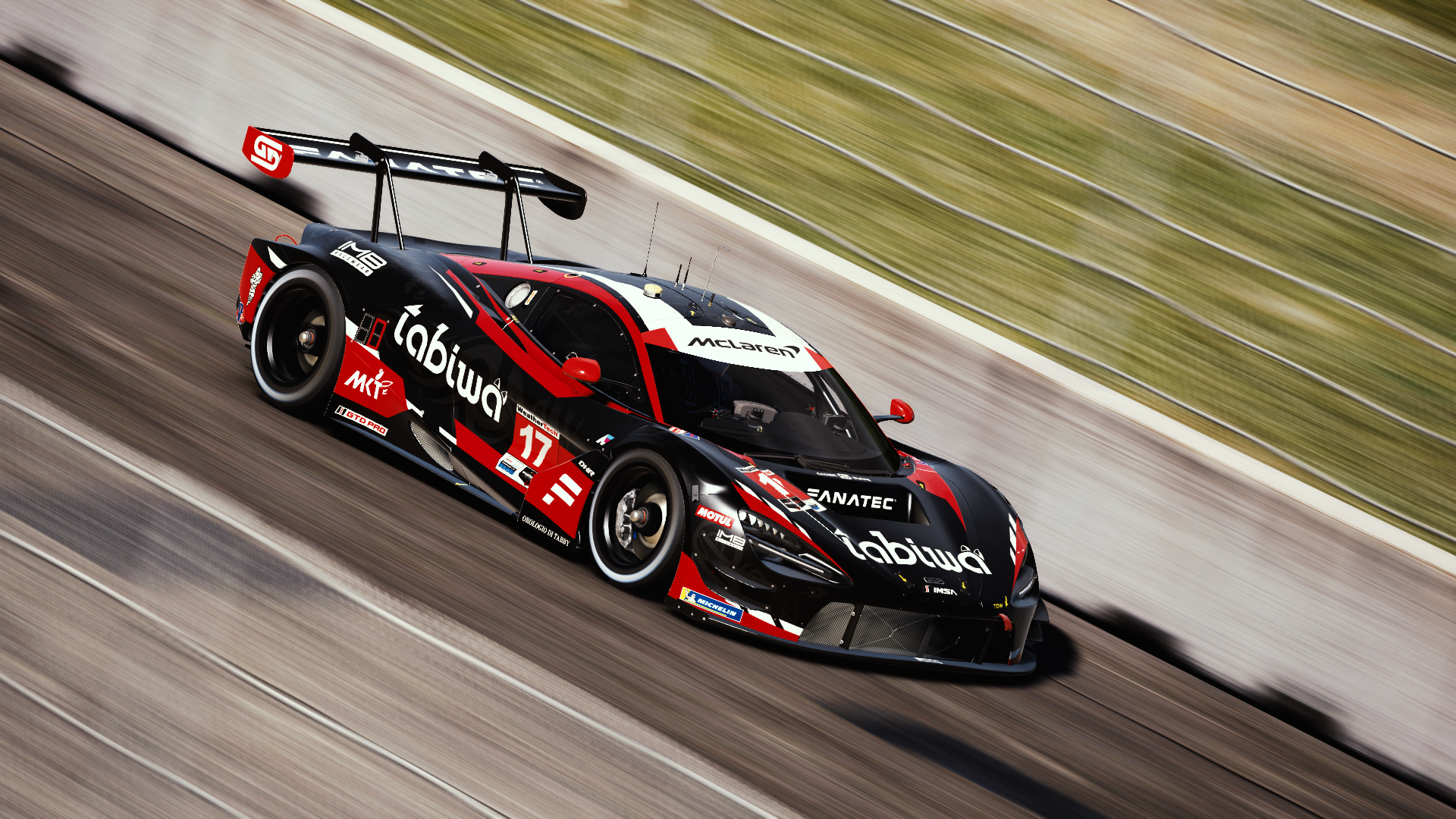 Custom SFD Design livery design for SFD Racing - McLaren 720S GT3 EVO (2024). This McLaren 720S GT3 EVO livery saw a return to the classic black and red SFD team colors in homage to the original MP4-12C design that started the team.